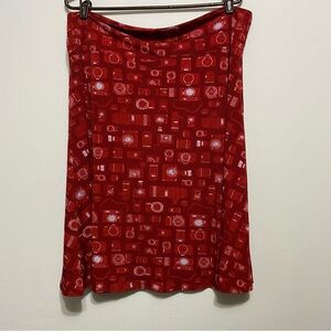 LulaRoe A-Line Skirt Women’s Size 3XL Azure Burgundy Camera Retro Print